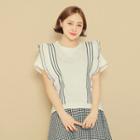Frilled-detail Contrast-trim Top