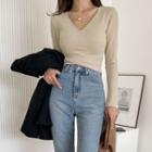 Cross-front Slim-fit Cropped Top