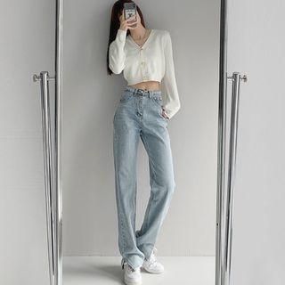 Straight Leg Jeans / Belt / Set (various Designs)