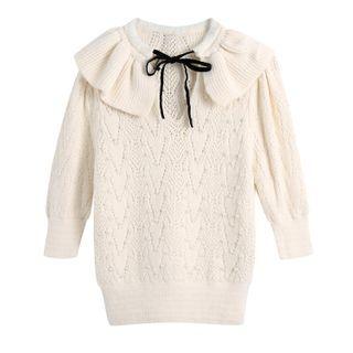 Collared Elbow-sleeve Sweater