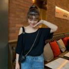 Short-sleeve Asymmetric Plain Top
