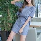 Striped Cutout Mock Two-piece Dress