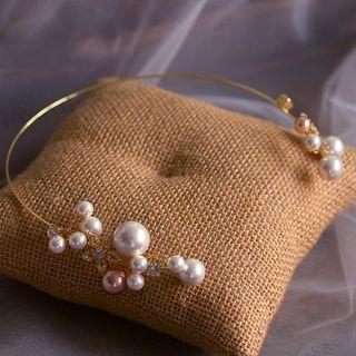 Wedding Faux Pearl Headband Gold - One Size