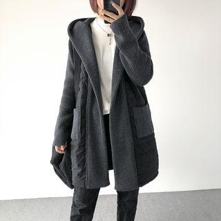 Hooded Knit Coat Dark Gray - One Size