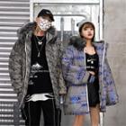 Couple Matching Lettering Padded Zip-up Parka