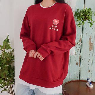 Heart Print Loose-fit Sweatshirt