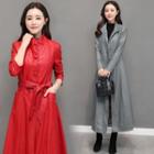 Single Breasted Faux Leather Long Coat