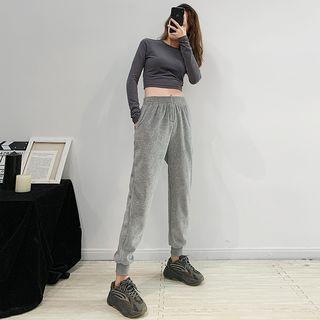 High-waist Velvet Harem Pants