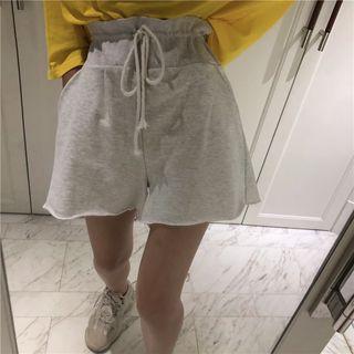 High-waist Drawstring Wide-leg Sweatshorts Gray - One Size