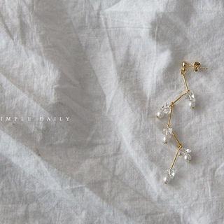 Faux-pearl Zip-zag Earrings