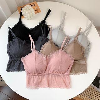 Mesh Trim Cropped Camisole Top