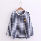 Banana Embroidered Striped Long-sleeve T-shirt