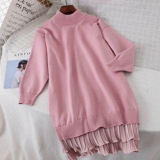 Ruffle Hem Panel Long-sleeve Knit Dress