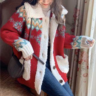 Fleece Christmas Festival Snowflake Long-sleeve Cardigan