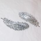 Rhinestone Feather Hair Clip Silver - One Size
