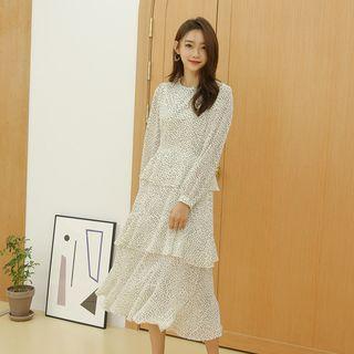 Dotted Long Tiered Dress
