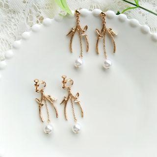 Faux Pearl Bird Dangle Earring
