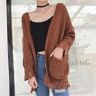 Open-front Ripped Knit Chunky Cardigan