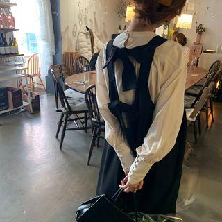 Bow-back Midi A-line Pinafore Dress