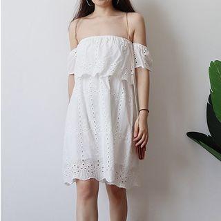 Lace Off-shoulder Short-sleeve Dress