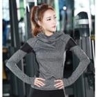 Contrast Trim Hooded Sports Top