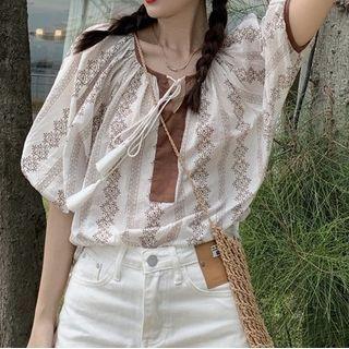 Short-sleeve Floral Print Tunic