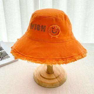 Smiley Applique Fringed Sun Hat
