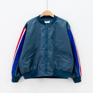 Contrast Panel Zip Bomber Jacket