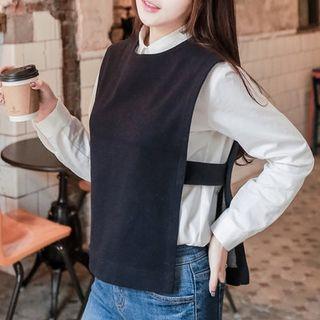 Sleeveless Cutout-side Wool Blend Top
