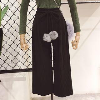 Tie-waist Knit Wide-leg Pants
