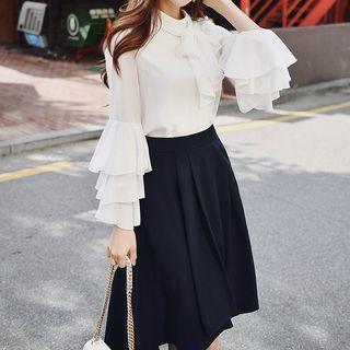 Bow Accent Bell-sleeve Top