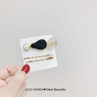 Set: Faux Pearl Hair Pin (assorted Designs) Set Of 3 - One Size