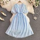 Puff Sleeve Round-neck A-line Dress