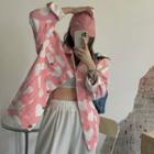 Long-sleeve Heart Print Button-up Jacket