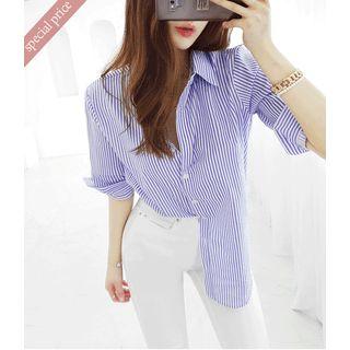 Elbow-sleeve Bengal Stripe Shirt