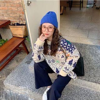 Nordic Pattern Sweater Off White - One Size
