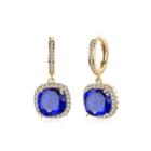 Elegant Plated Champagne Gold Geometric Square Blue Cubic Zircon Earrings Champagne - One Size