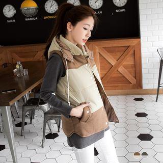 Color-block Hood Puffer Vest