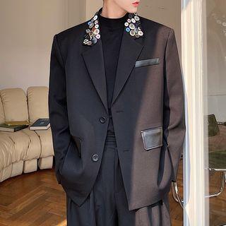 Faux Leather Flap Blazer