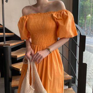 Off-shoulder Plain Ruched Wide Leg Jumpsuit