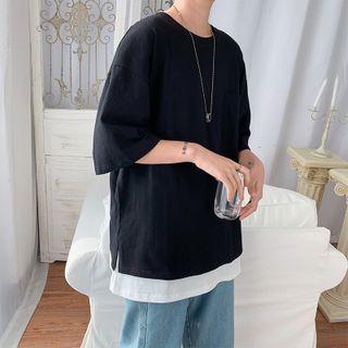 Round-neck Two Tone Oversize Top