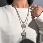 Pendant Chain Necklace Set - Silver - One Size
