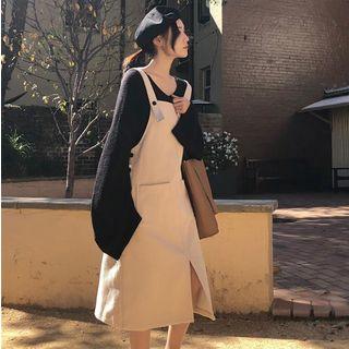 Set: Plain Sweater + Plain Midi Pinafore Dress