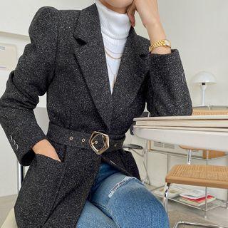 Puff-shoulder Belted M Lange Blazer