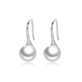 925 Sterling Silver Elegant Simple Fashion White Pearl Earrings Silver - One Size