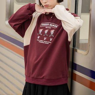 Cartoon Print Polo-neck Sweatshirt