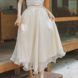 Mesh A-line Skirt / Light Jacket / Tank Top