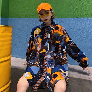 Oversized Print Shirt Multicolor - One Size