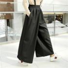 Banded-waist Wide-leg Pants With Suspenders