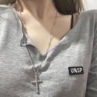 Cross Pendant Necklace 0945a - Necklace - Silver - One Size